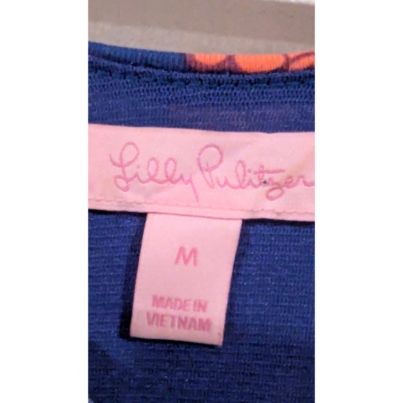 Lilly Pulitzer Dress M‎ Blue Orange Floral Print Sleeveless Casual Sun - Picture 3 of 6